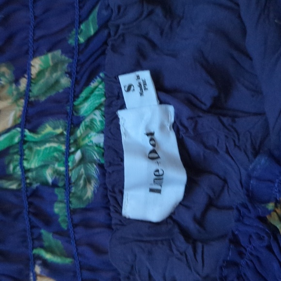 Line & DotRiza Off Shoulder Dress, Midnight Blue with palm trees, Size S - Picture 5 of 7